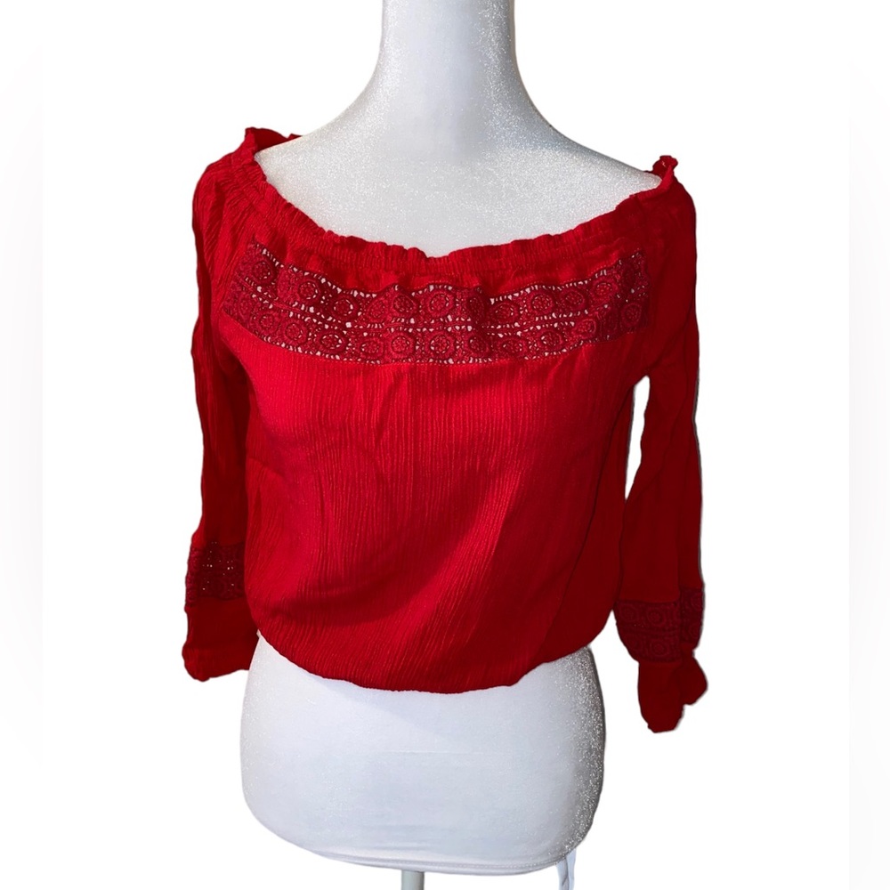 Subdued Red Long Sleeve Off The Shoulder Size M